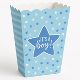 Blue "It's a Boy!" Popcorn Box for Baby Shower